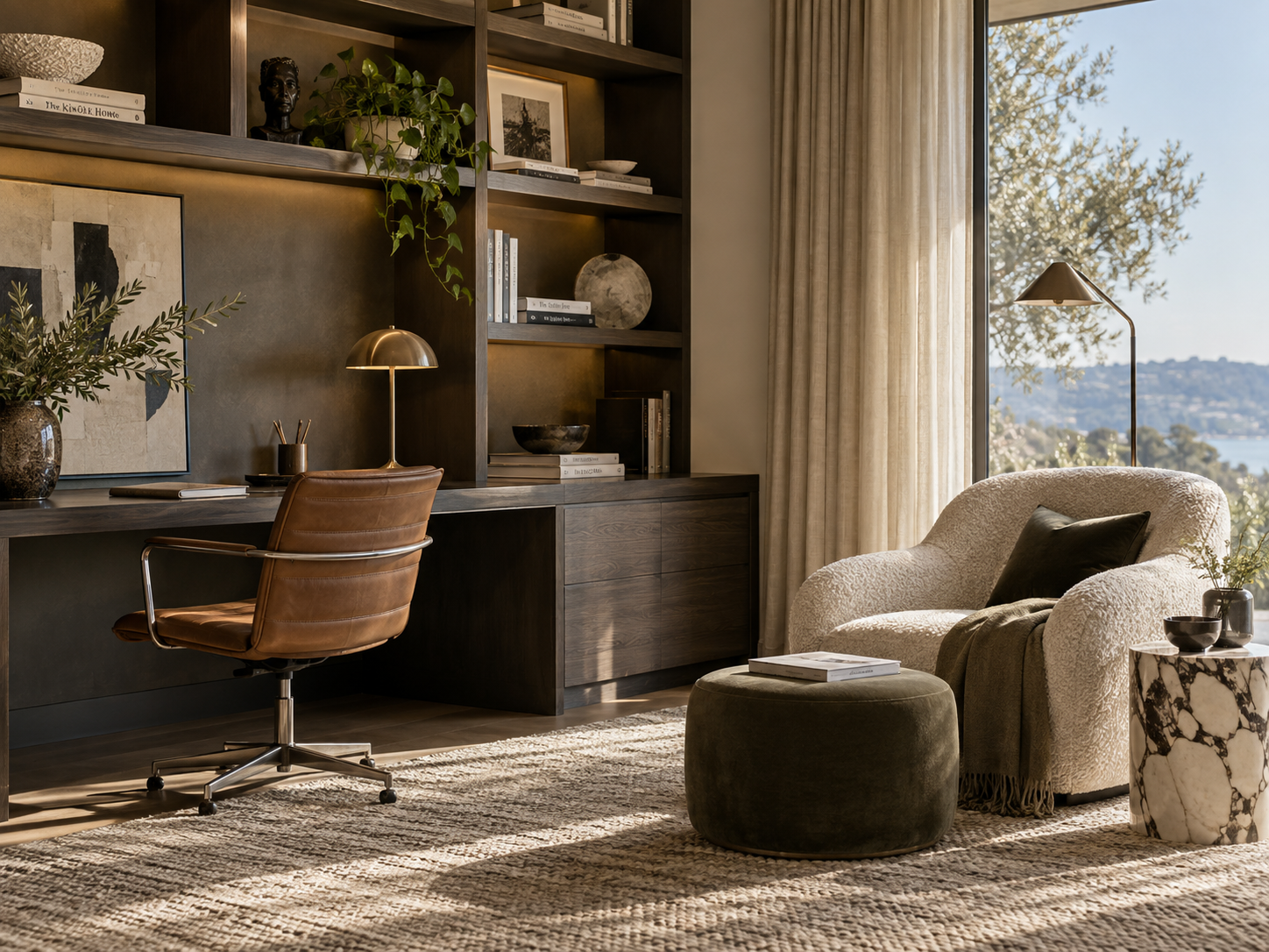 Home office and reading lounge interior concept