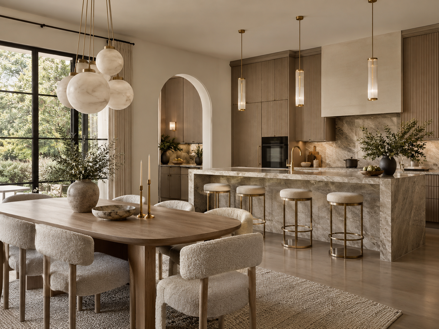 Modern kitchen and dining room interior concept